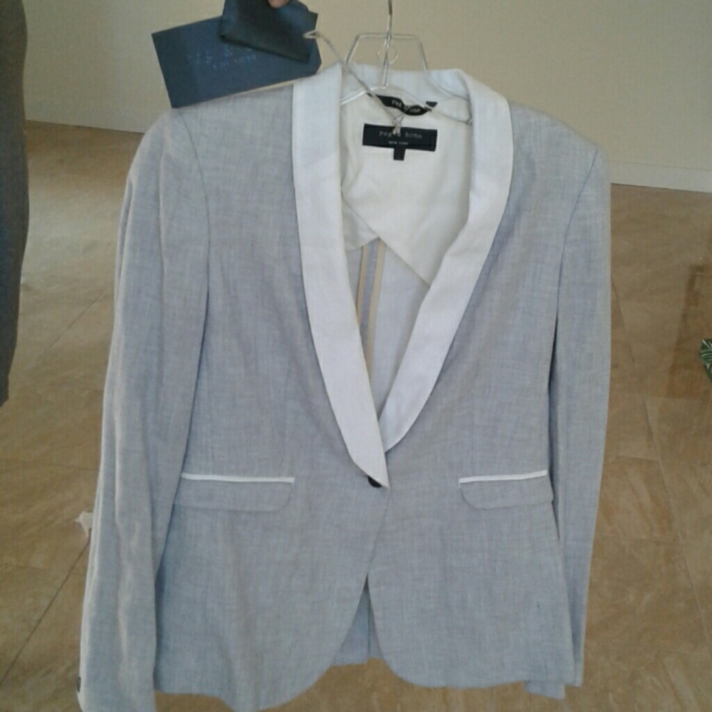 RAG&BONE Gray warm weather Blazer W/ white trim